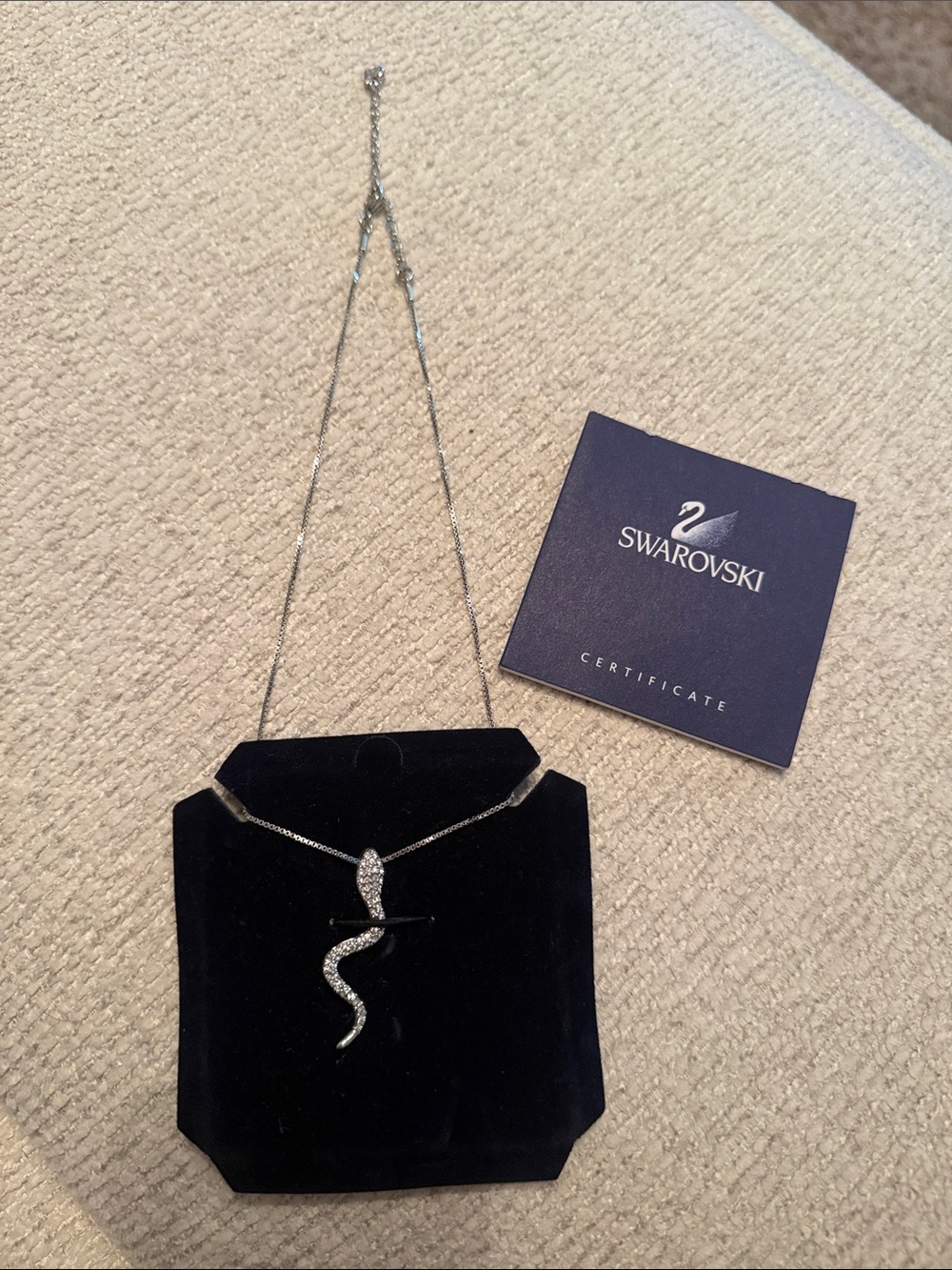 Swarovski Silver Crystal Snake Pendant Necklace
